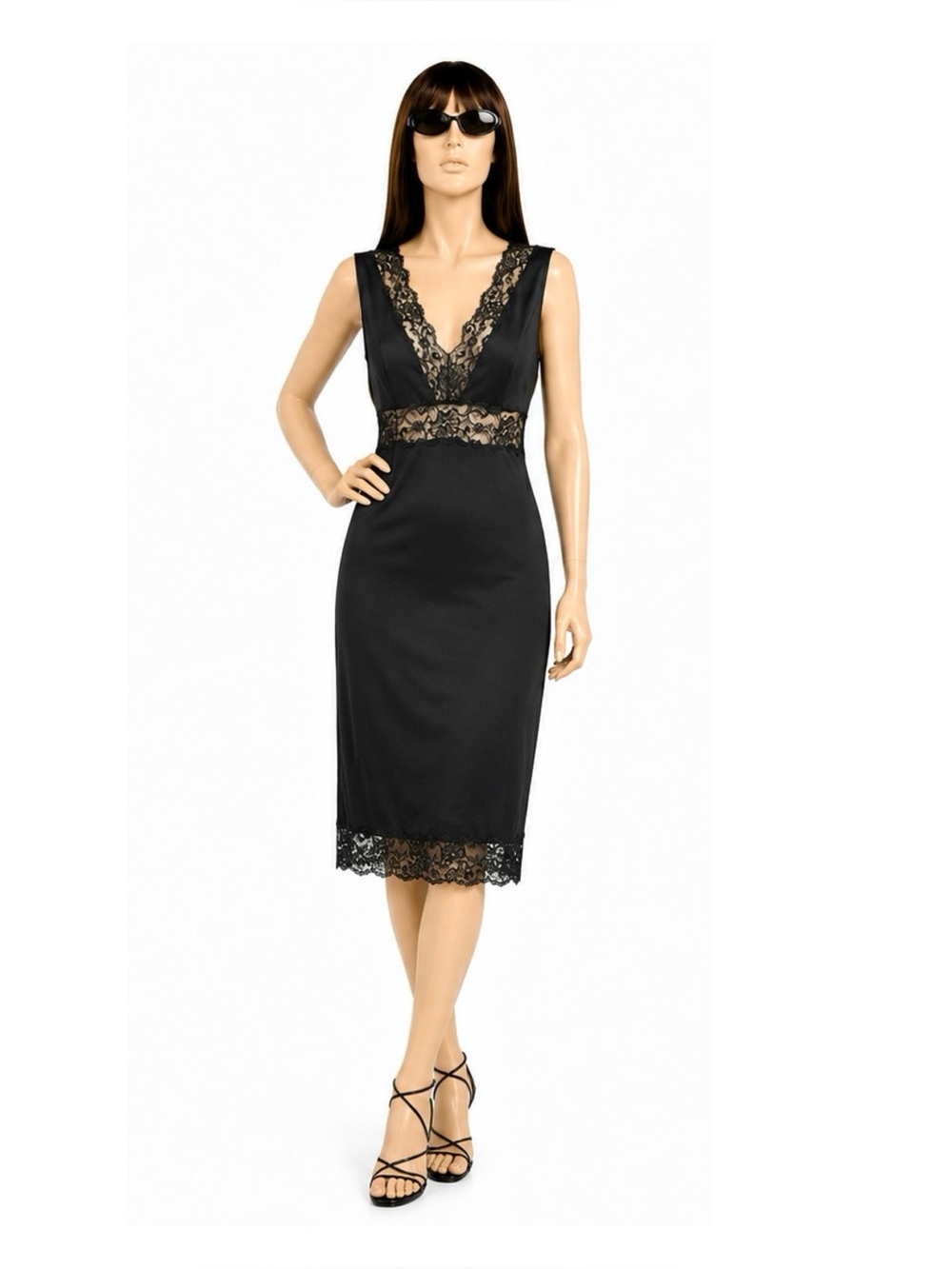 Vintage Rare Bebe Y2K Black Lace Slip Dress Whimsigoth Dark Feminine Size M - Picture 4 of 8